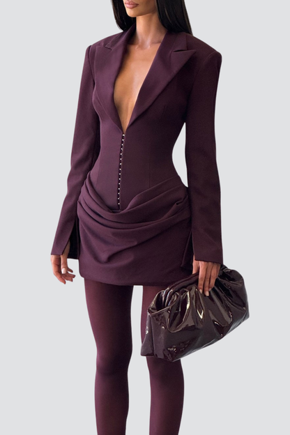 Raina Corset Mini Blazer Dress - Wine