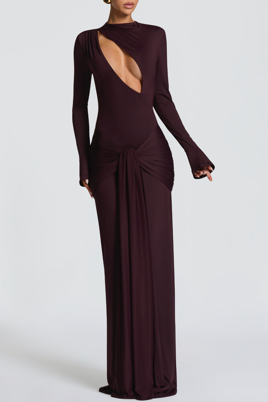 Raluca Cutout Draped Maxi Dress - Purple