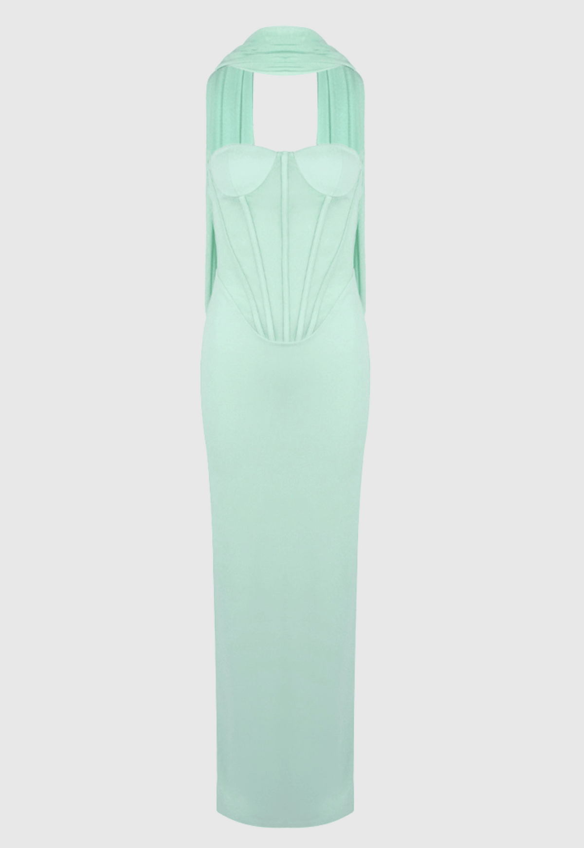 Ramire Strapless  Mesh Scarf Corset Maxi Dress