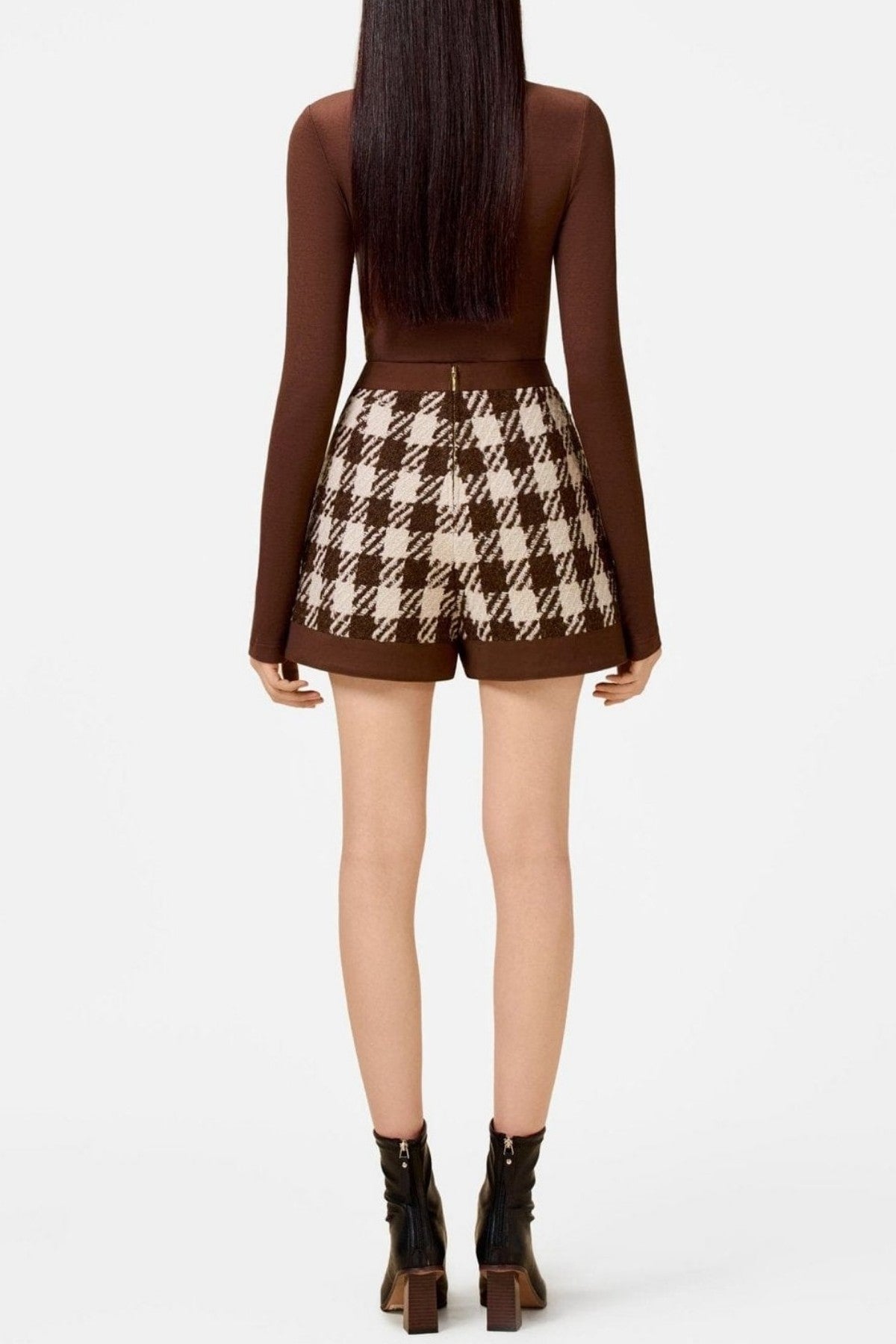 Raylan Houndstooth Cape - Brown