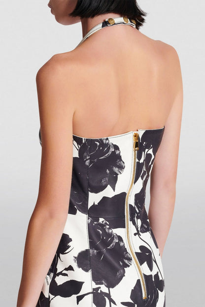 Rayne Halter Rose Printed Mini Dress