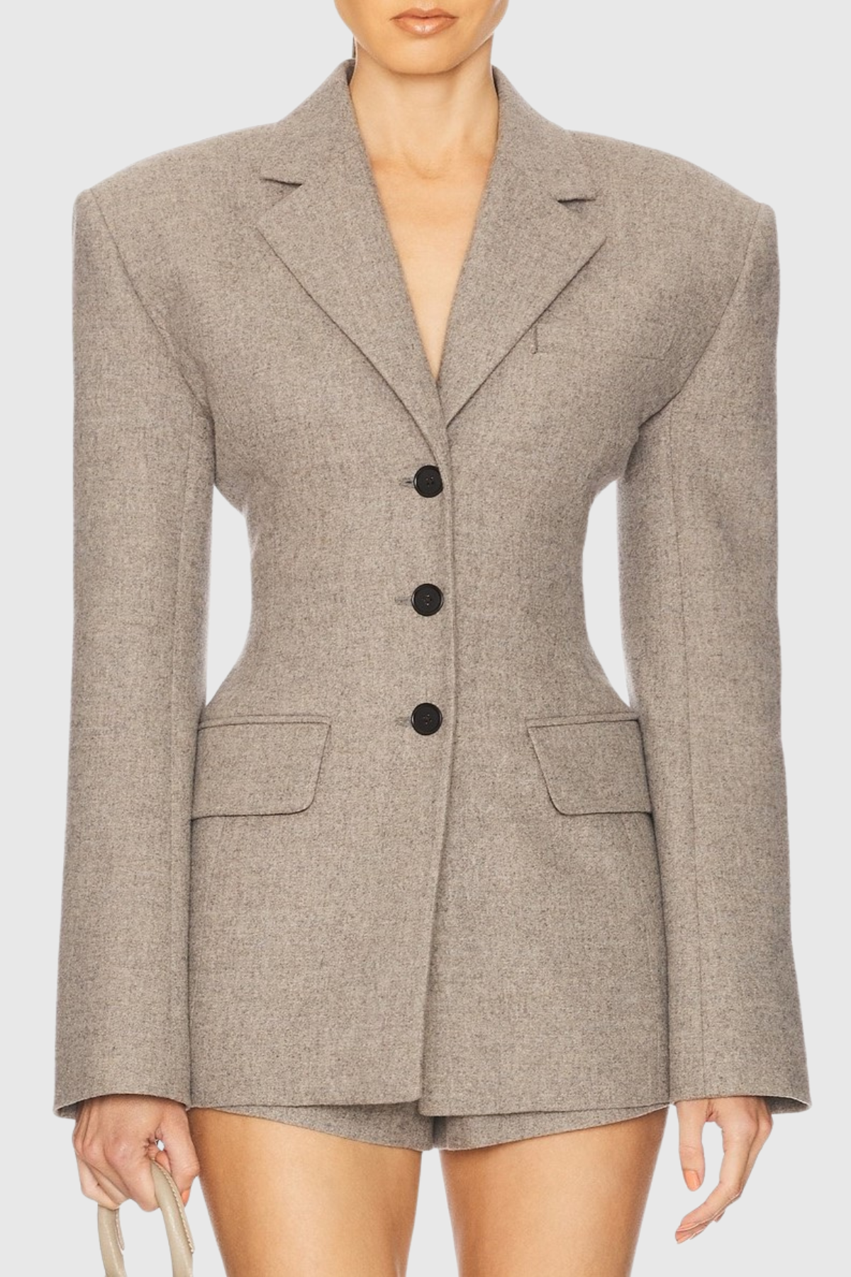 Reid Tweed Curve Blazer - Beige