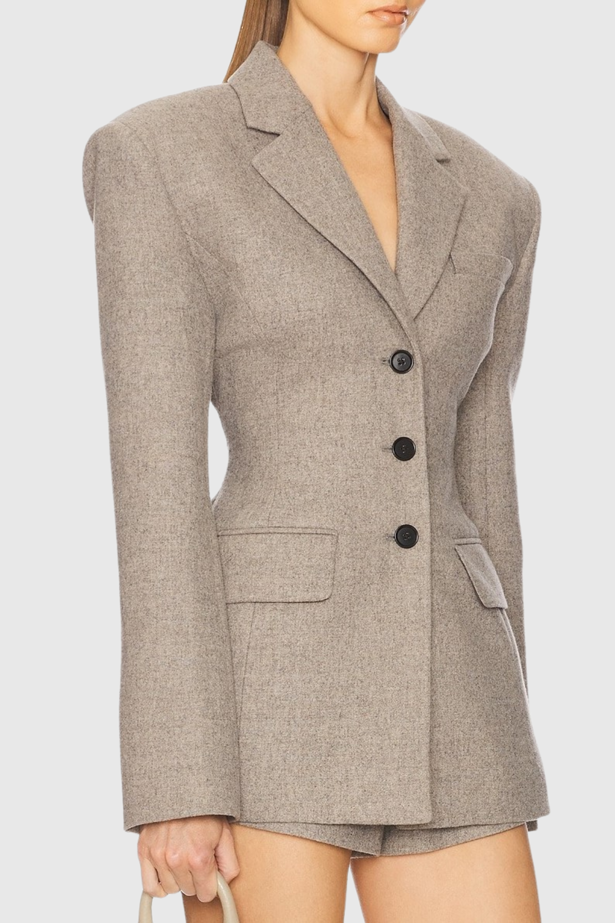 Reid Tweed Curve Blazer - Beige