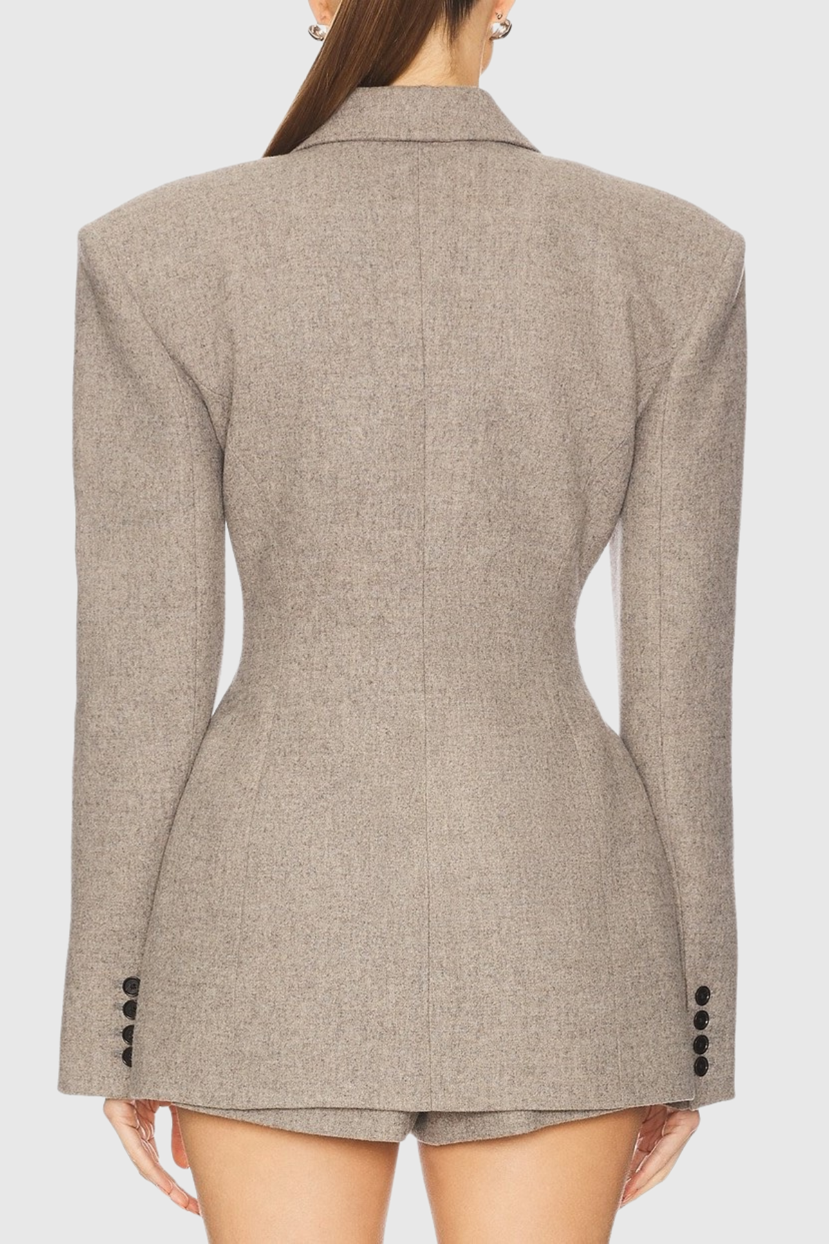 Reid Tweed Curve Blazer - Beige