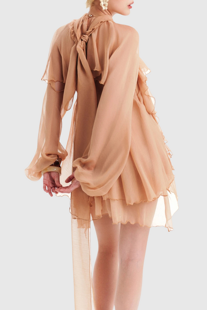 Rekha Long Sleeve Ruffle Pants Set