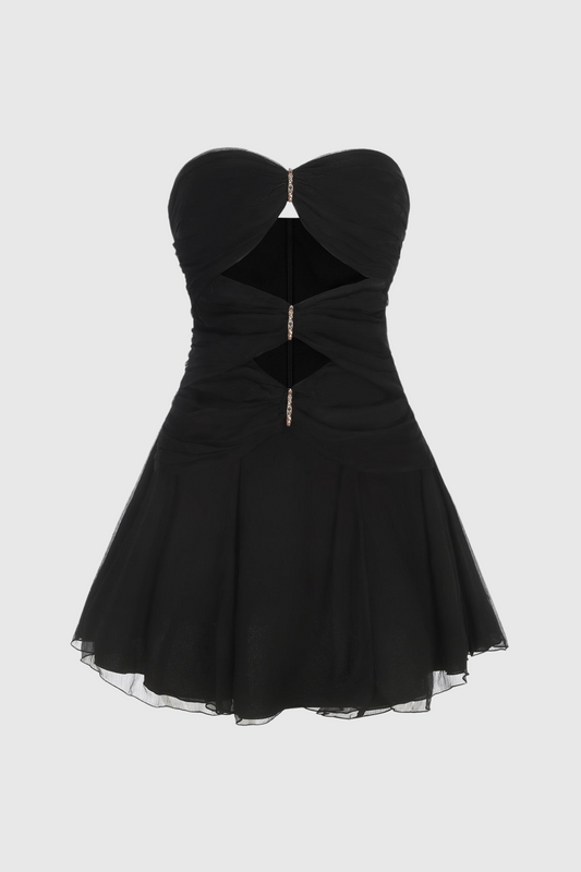 Rerynne Strapless Cutout Mini Dress - Black
