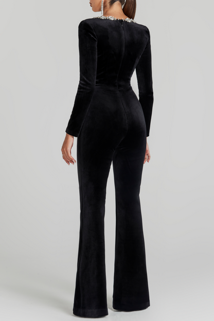 Ritia Diamante Square Collar  Bandage Jumpsuit