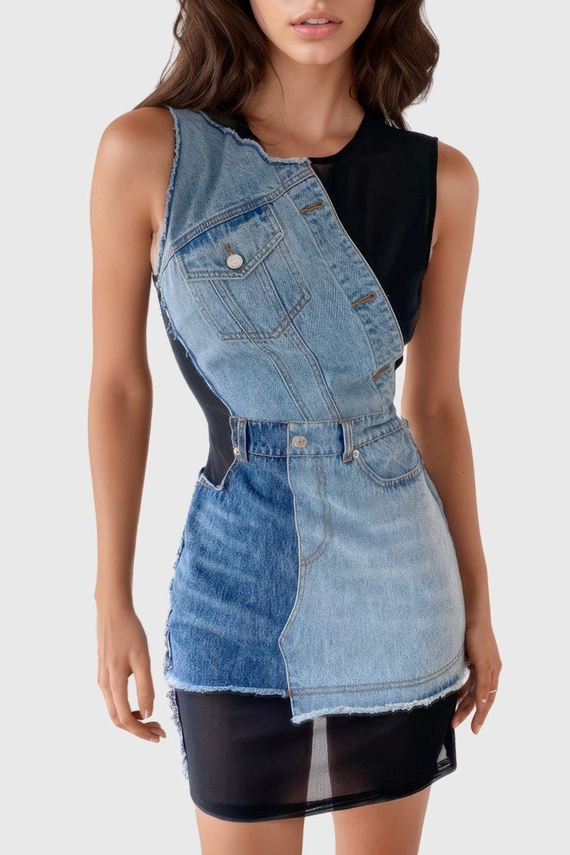 Rory Patchwork Denim Mini Dress