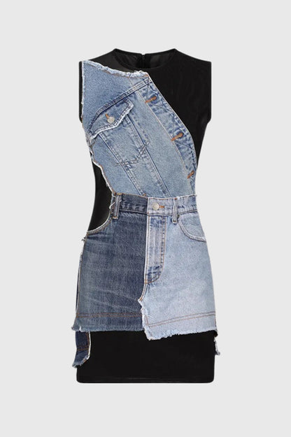 Rory Patchwork Denim Mini Dress