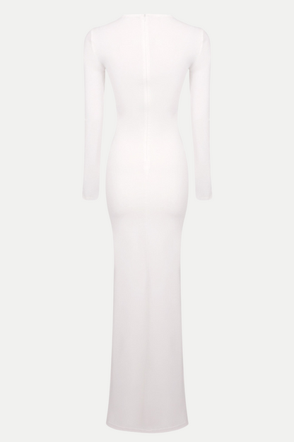 Rosalba Ruched Long Sleeve Maxi Dress - White