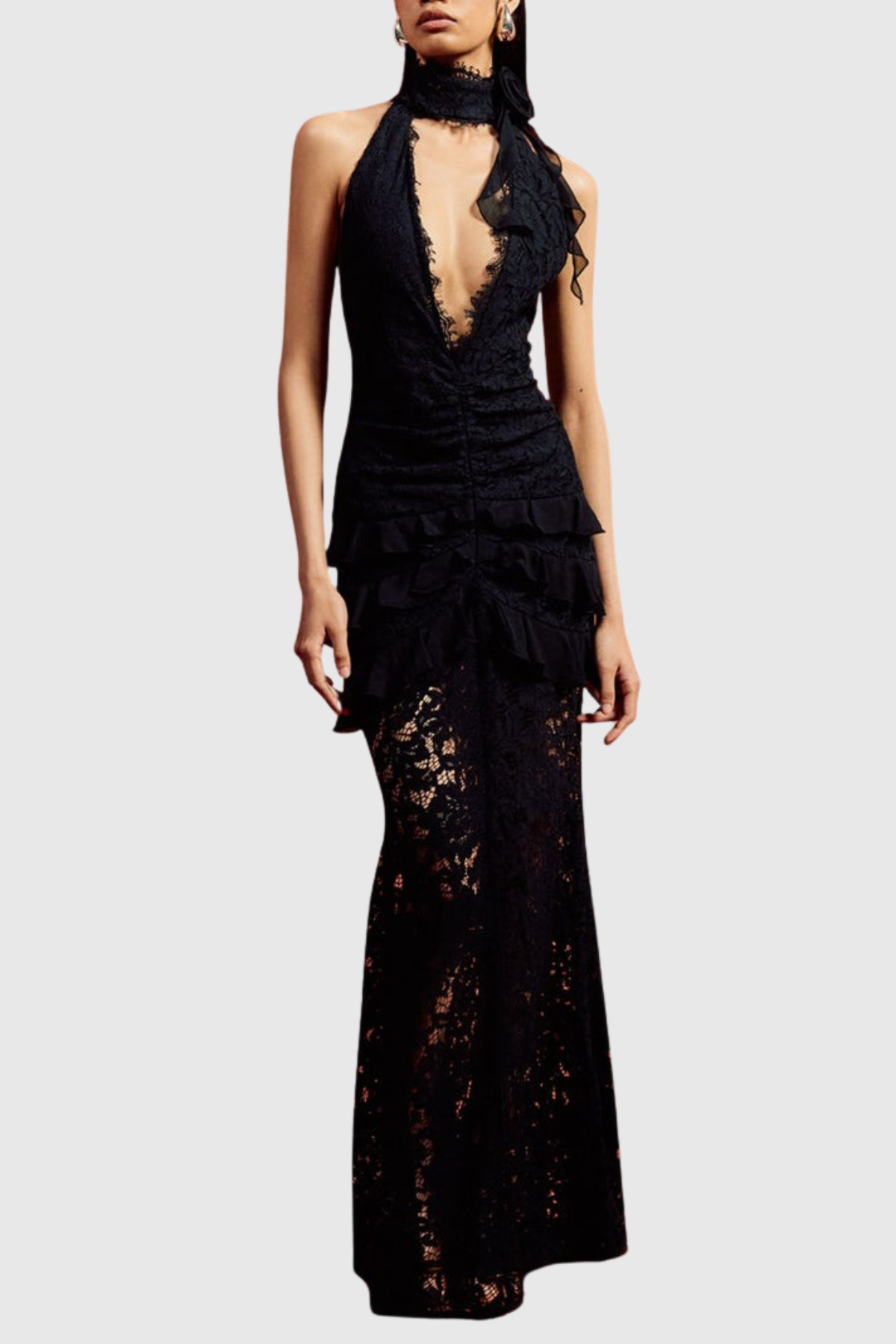 Rosha Halter Lace Maxi Dress
