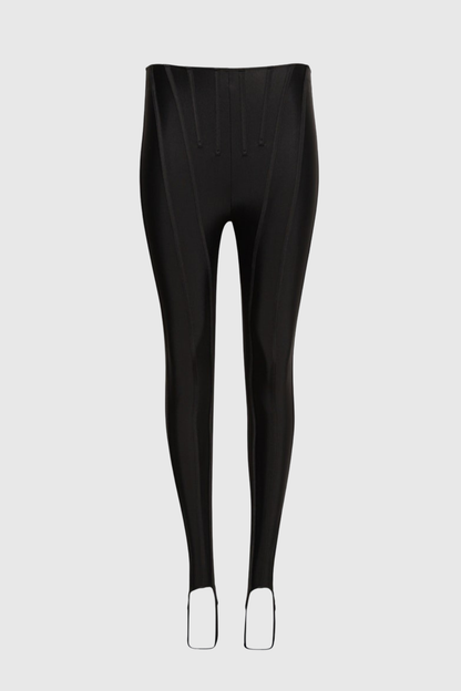 Rosina Panelled Corseted Leggings - Black