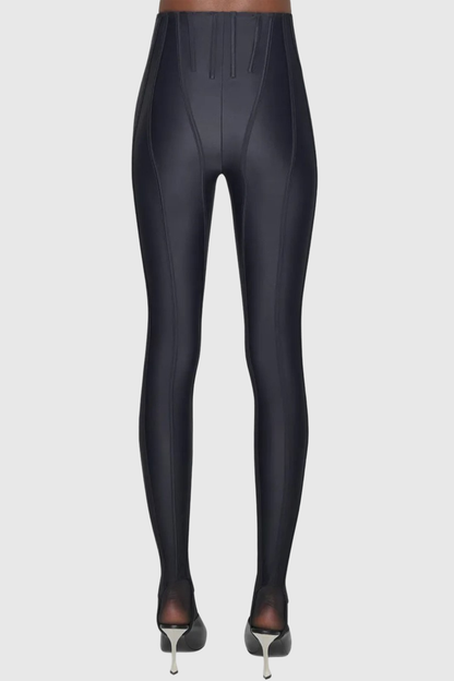 Rosina Panelled Corseted Leggings - Black