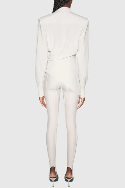 Rosina Panelled Corseted Leggings - White