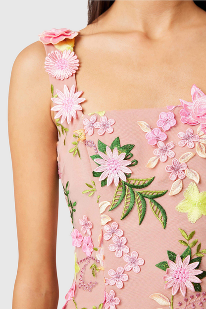 Rudima Floral Appliqué Mini Dress
