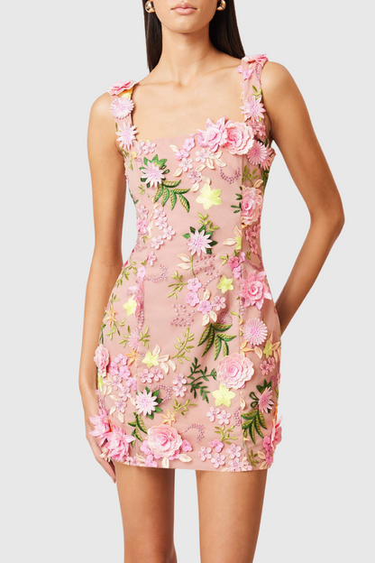 Rudima Floral Appliqué Mini Dress