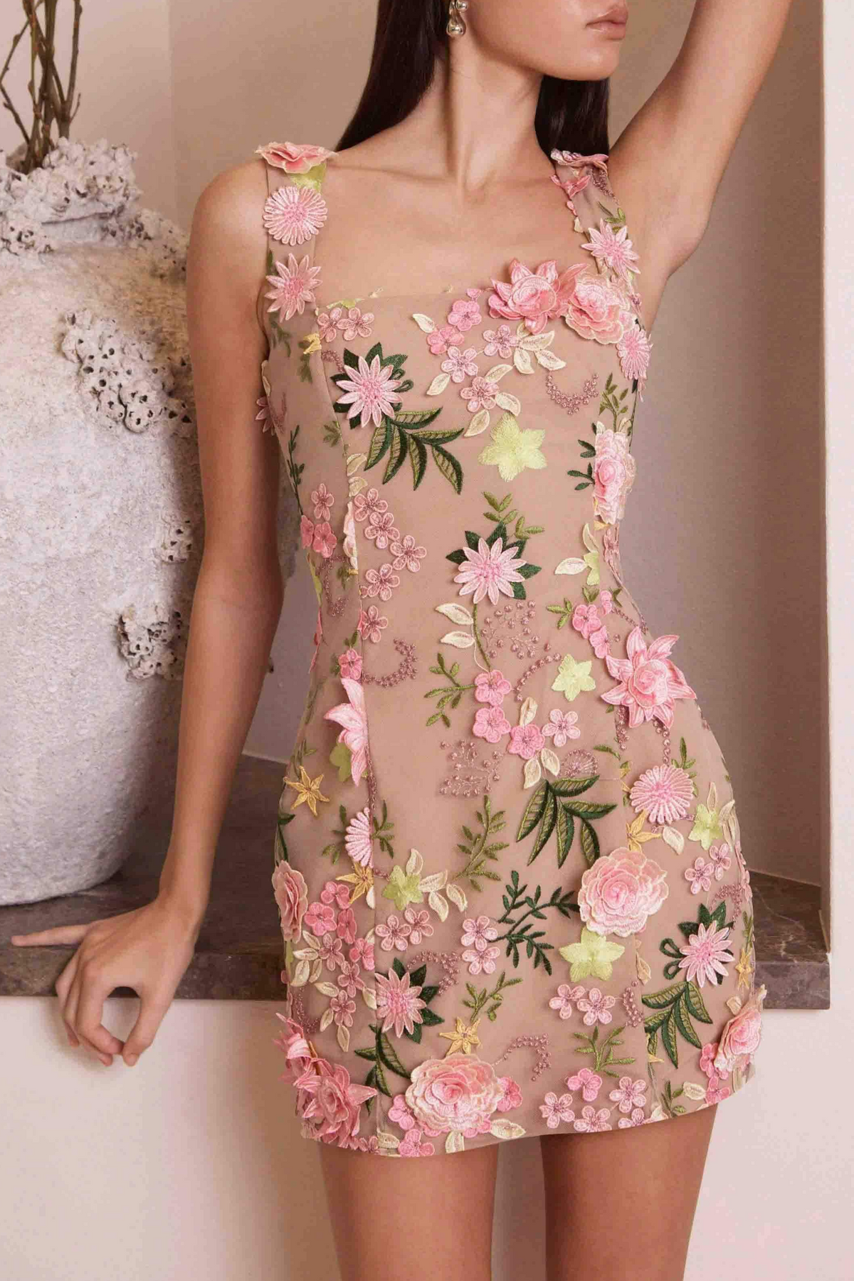 Rudima Floral Appliqué Mini Dress