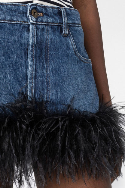 Ruth Feather Denim Skirt