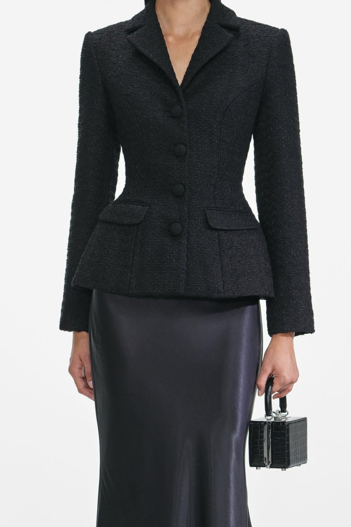 Samanta Tweed Jacket Satin Skirt Matching Set