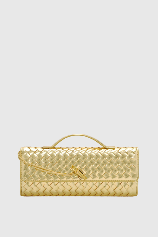 Samiya Woven Clutch Bag  - Gold