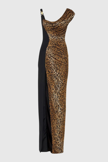 Sayera Leopard Ruched Maxi Dress