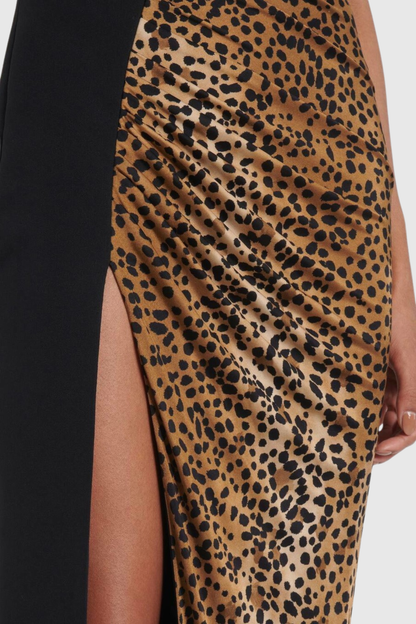 Sayera Leopard Ruched Maxi Dress