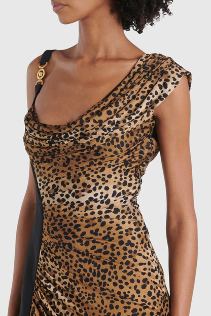 Sayera Leopard Ruched Maxi Dress