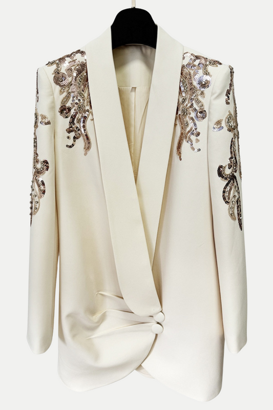 Serepta Rhinestone Ruched Blazer Dress