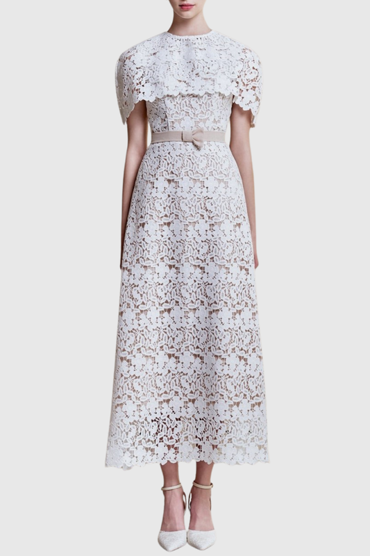 Slate Lace Cape Midi Dress