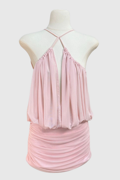 Sophrona Halter Ruched Mini Dress - Pink