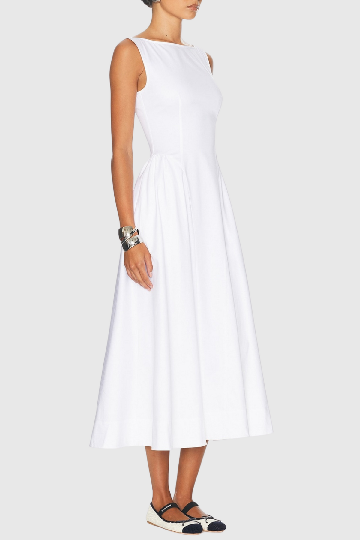 Tayna Ruched Backless Midi Dress - White
