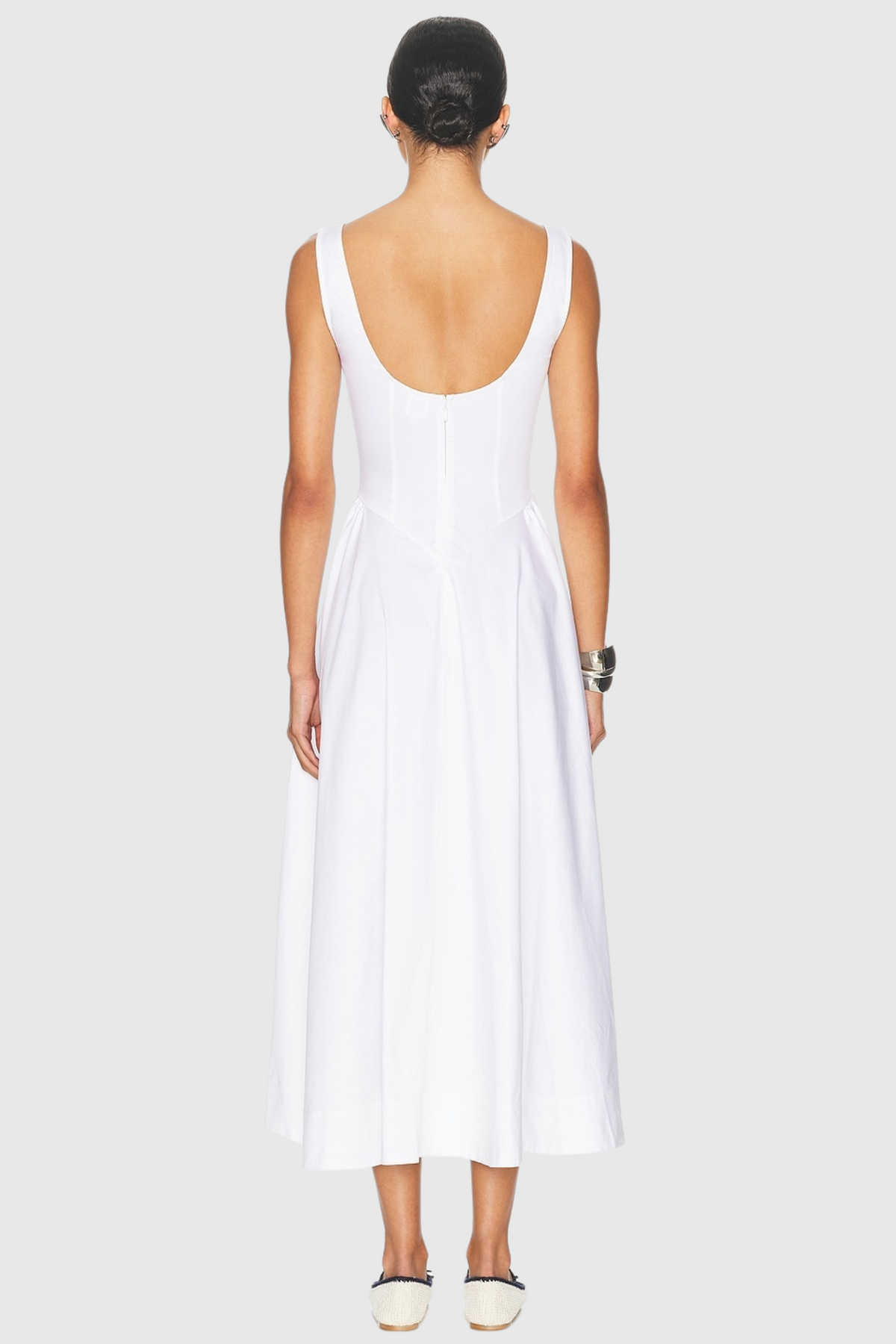 Tayna Ruched Backless Midi Dress - White