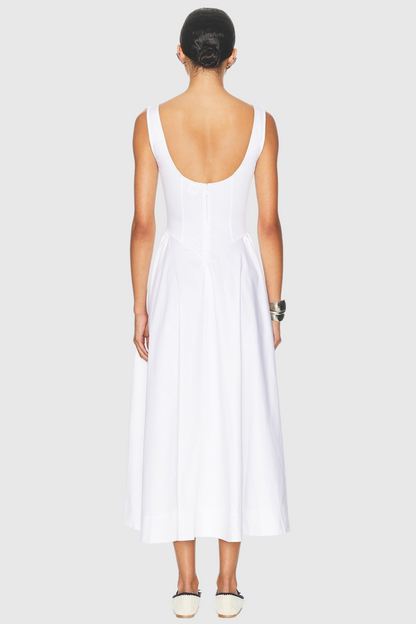 Tayna Ruched Backless Midi Dress - White