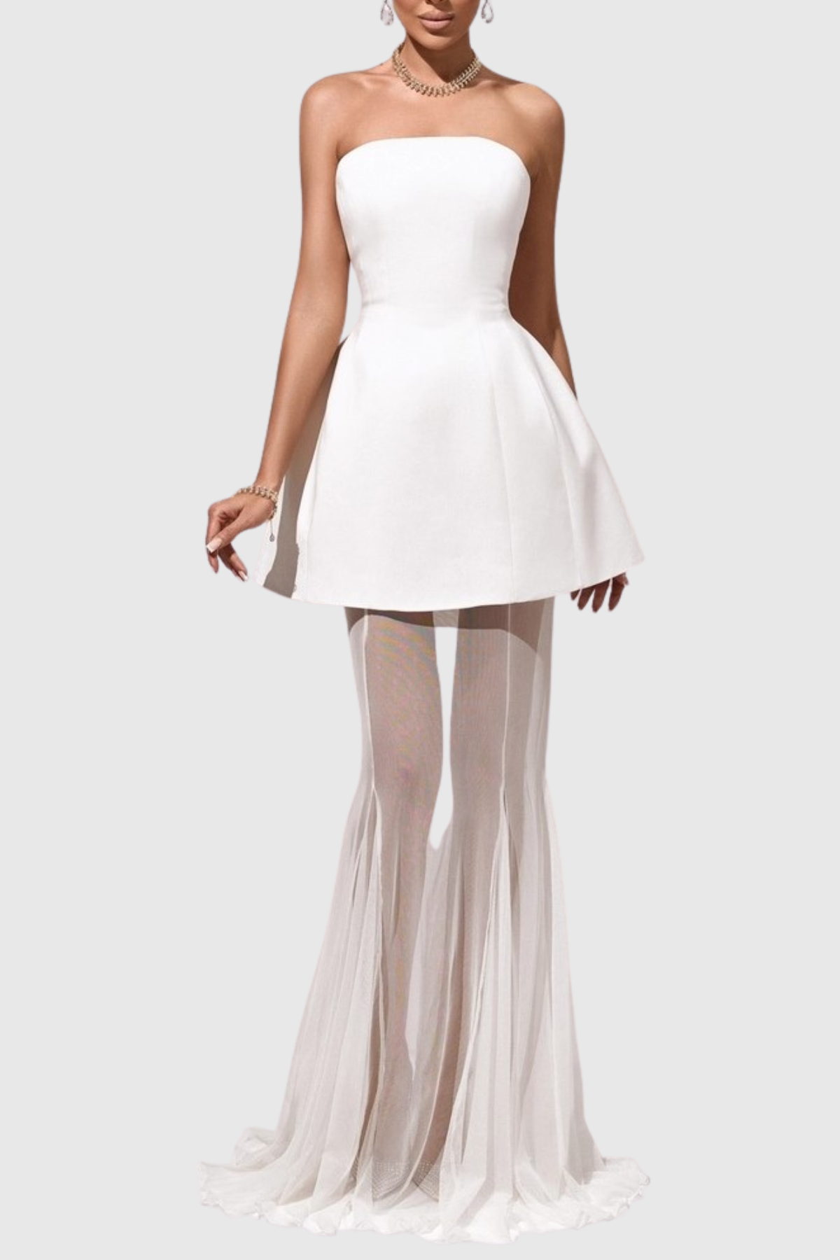 Terlin Strapless Top & Skirt Set - White