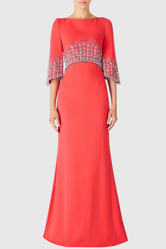 Thaya Crystal Embellished Maxi Dress - Red