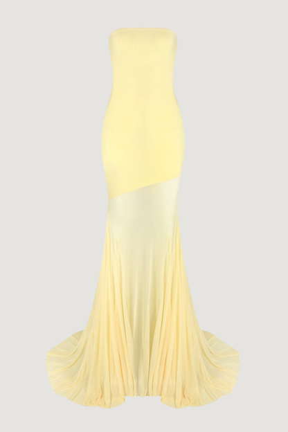 Tierna Strapless Sheer Tulle Maxi Dress