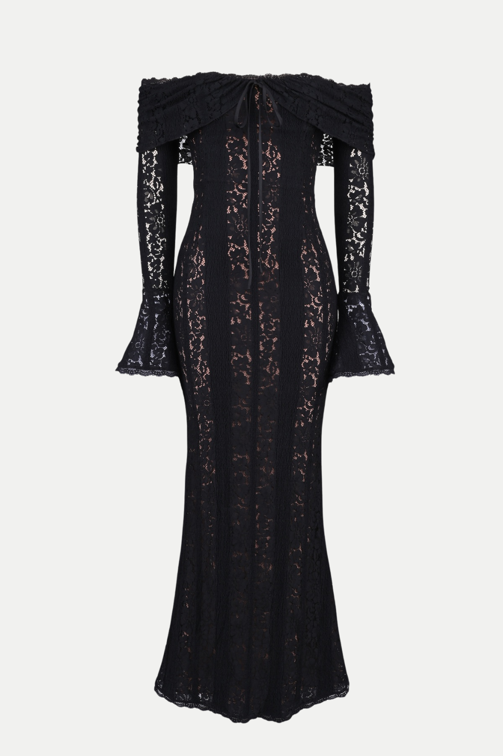 Tleta Lace Off Shoulder Maxi Dress - Black