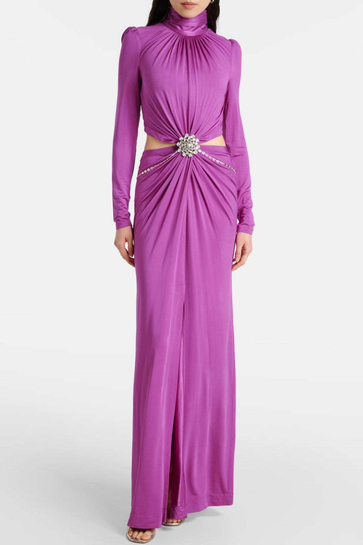 Trisa Crystal Embellished Cutout Maxi Dress - Purple