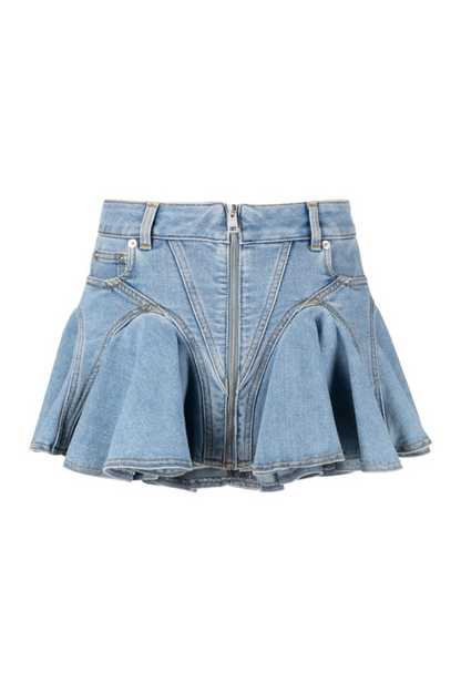 Vera Ruffle Denim Mini Skirt