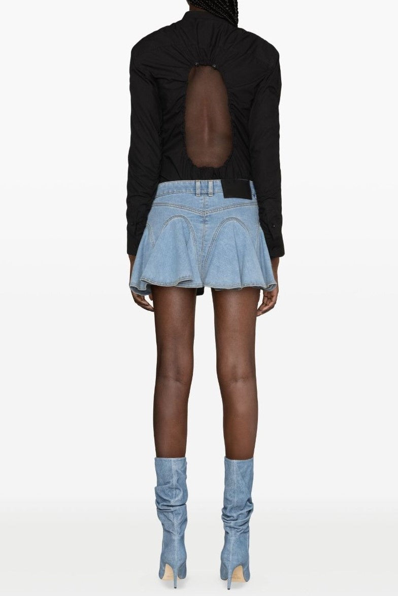 Vera Ruffle Denim Mini Skirt