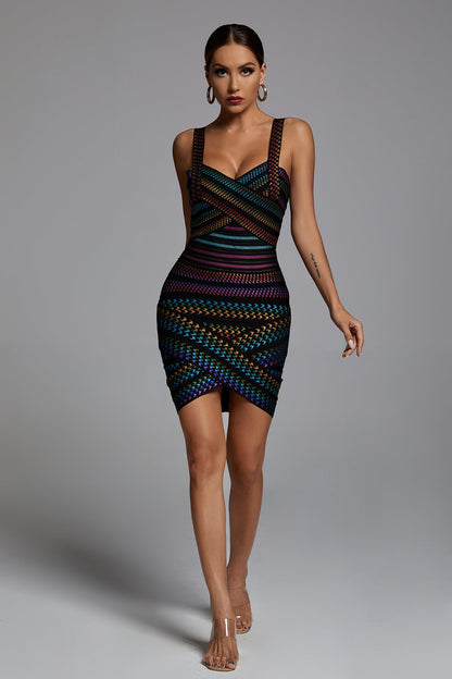Victoria Rainbow Mini Bandage Dress