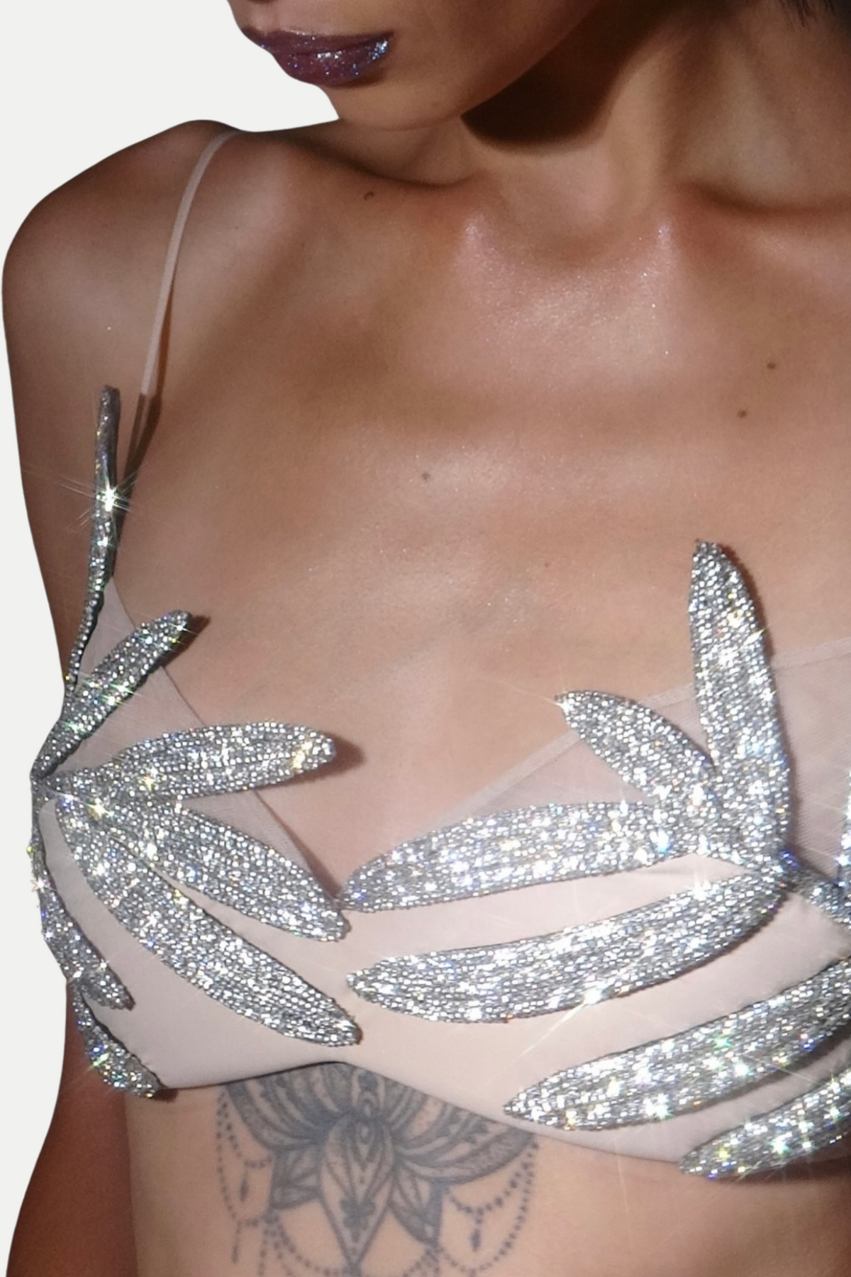 Vieby Leaf Crystal Bralette - Apricot