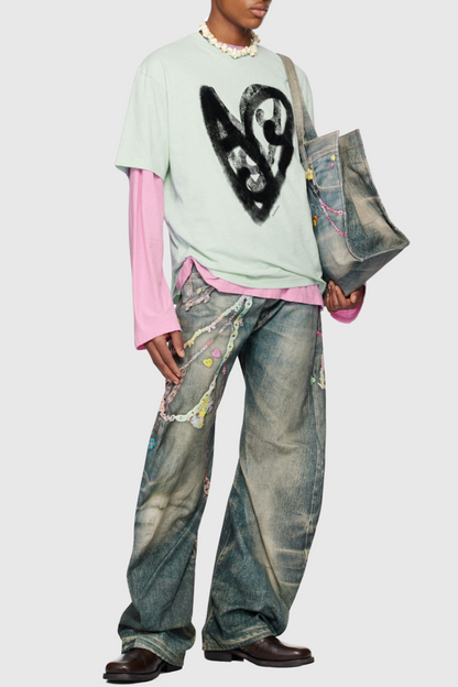 Yenpha Chain Print Wide Jeans
