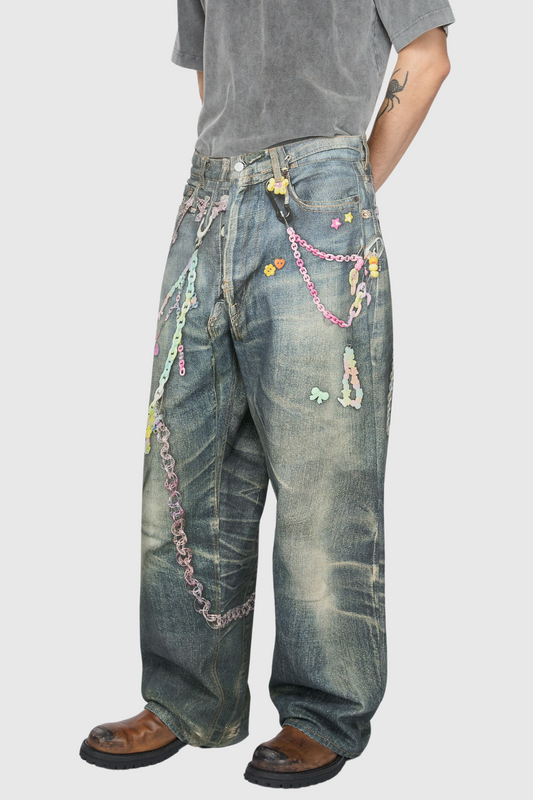 Yenpha Chain Print Wide Jeans
