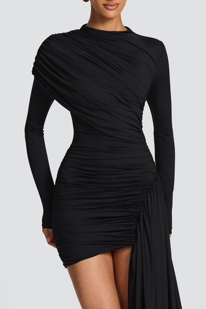 Yetera Draped Mini Dress - Black