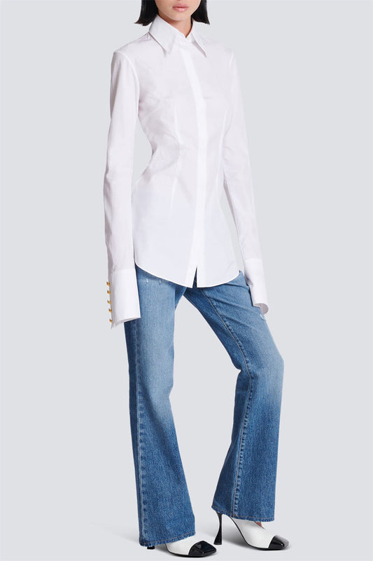 Zahra Gold Buttons Fitted Shirt