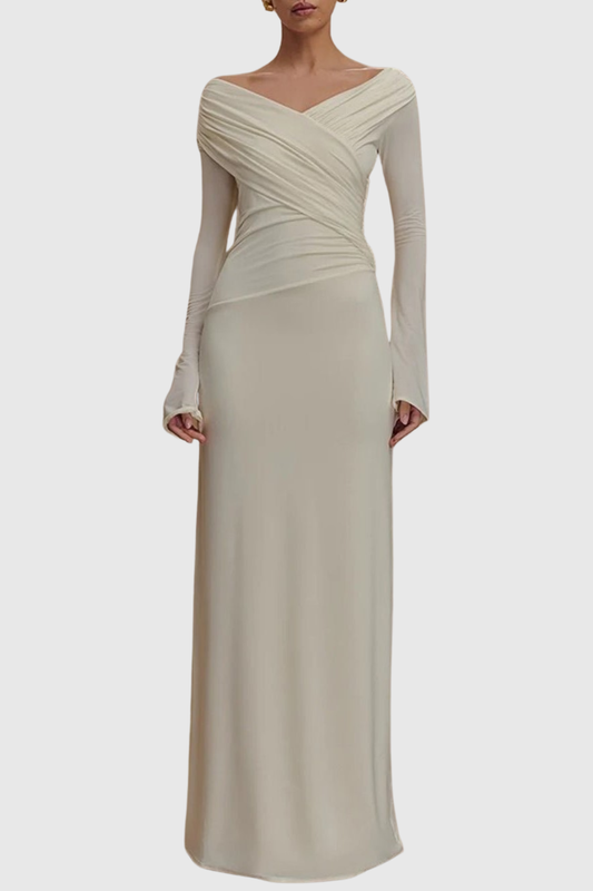 Zephya Off Shoulder Ruched Maxi Dress - White