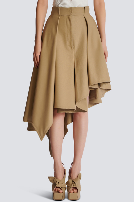 Zyla Asymmetric Pleated Skirt