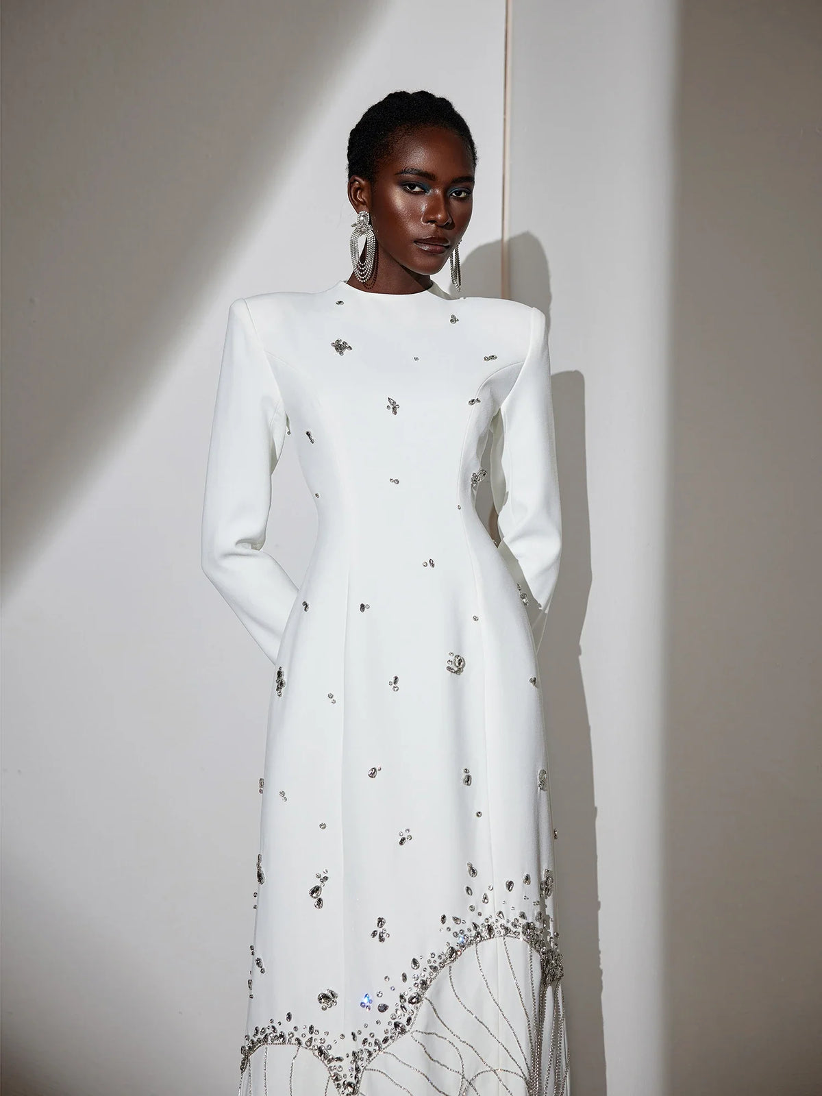 Artistic 3D Floral Rhinestone Maxi Dress