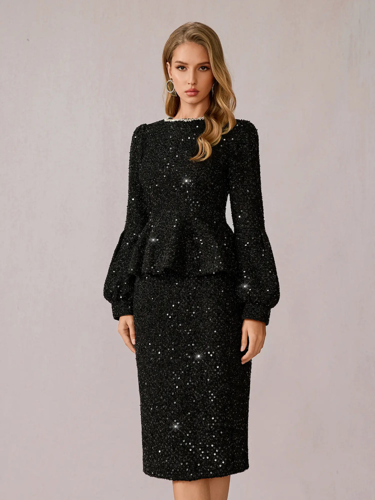Black Sparkly Daily Two-Piece Set